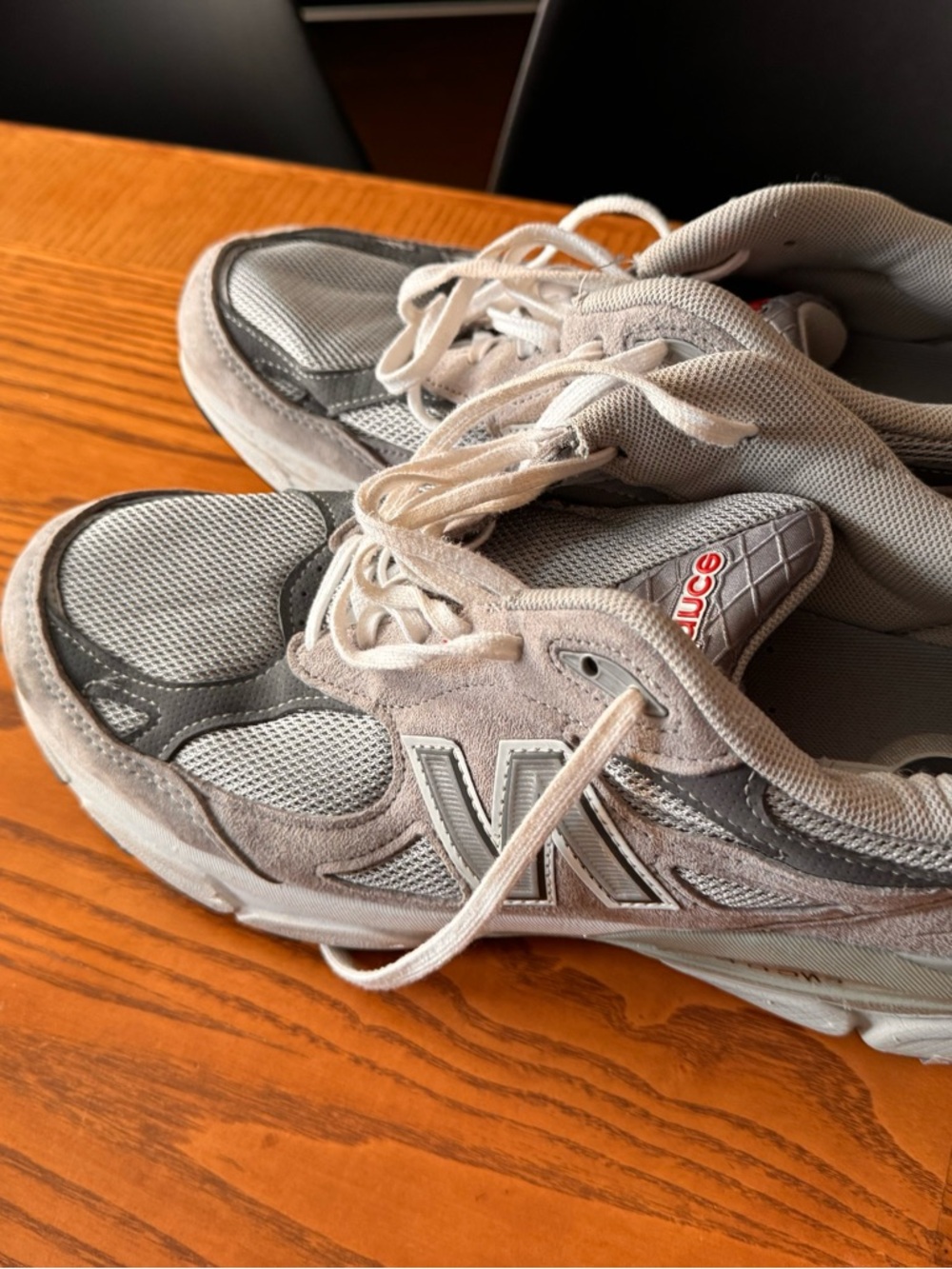 New Balance Gray and White Athletic Sneakers 990
